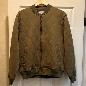 Wallace & Barnes Olive Quilted Men's Bomber Jacket
